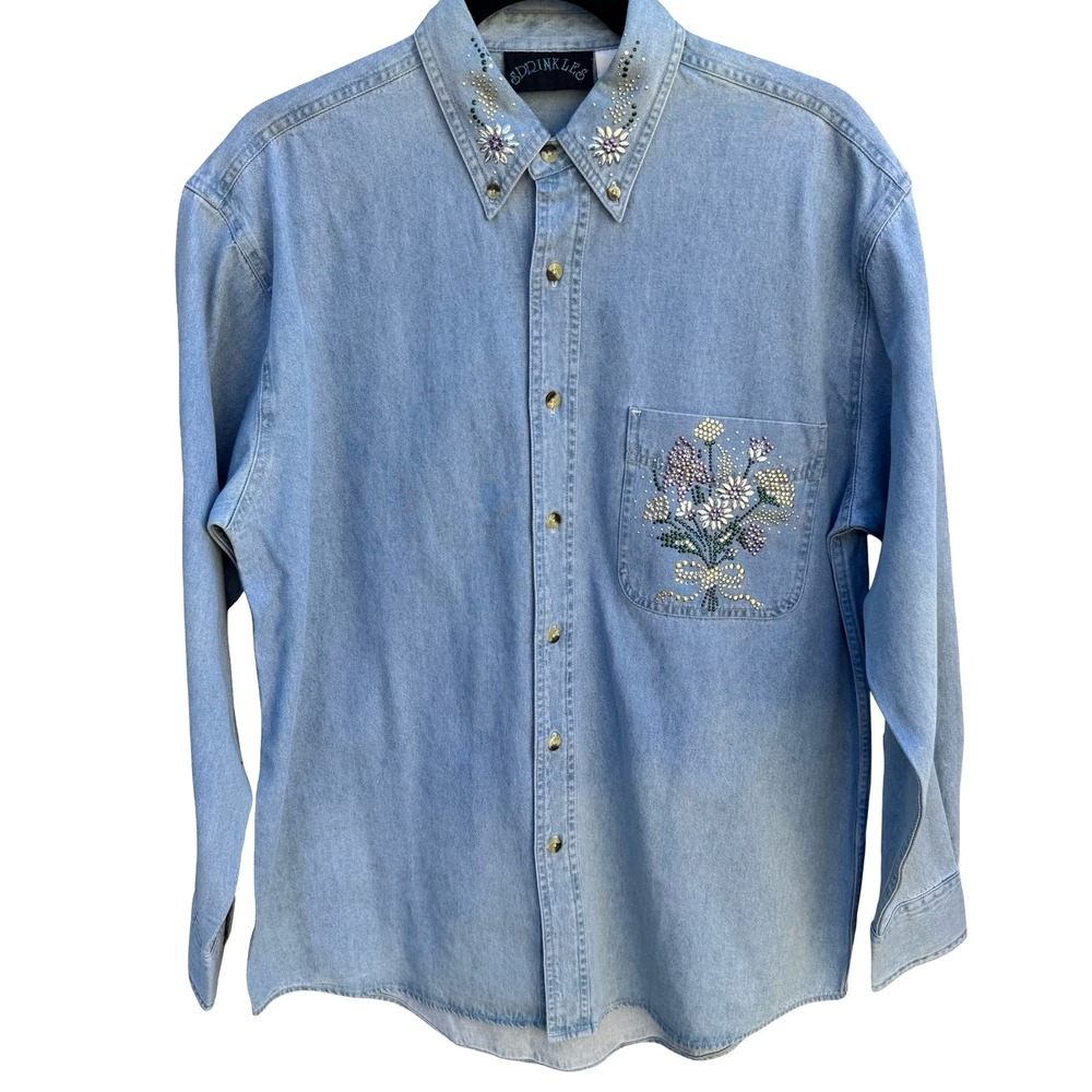Sprinkles Vintage Austrian Crystal Floral Shirt Cottagecore Grandma‎ Core S NEW